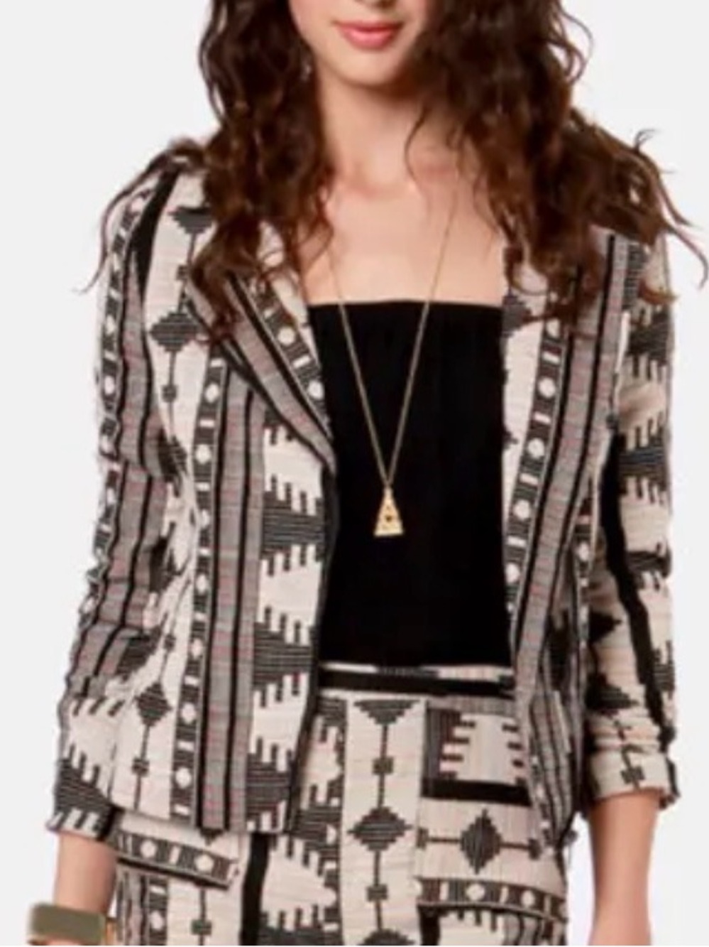 Nameless for Lulus - Black & Cream Geometric Blazer